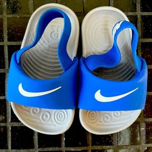 Nike Kawa blue and gray slides toddler 4C